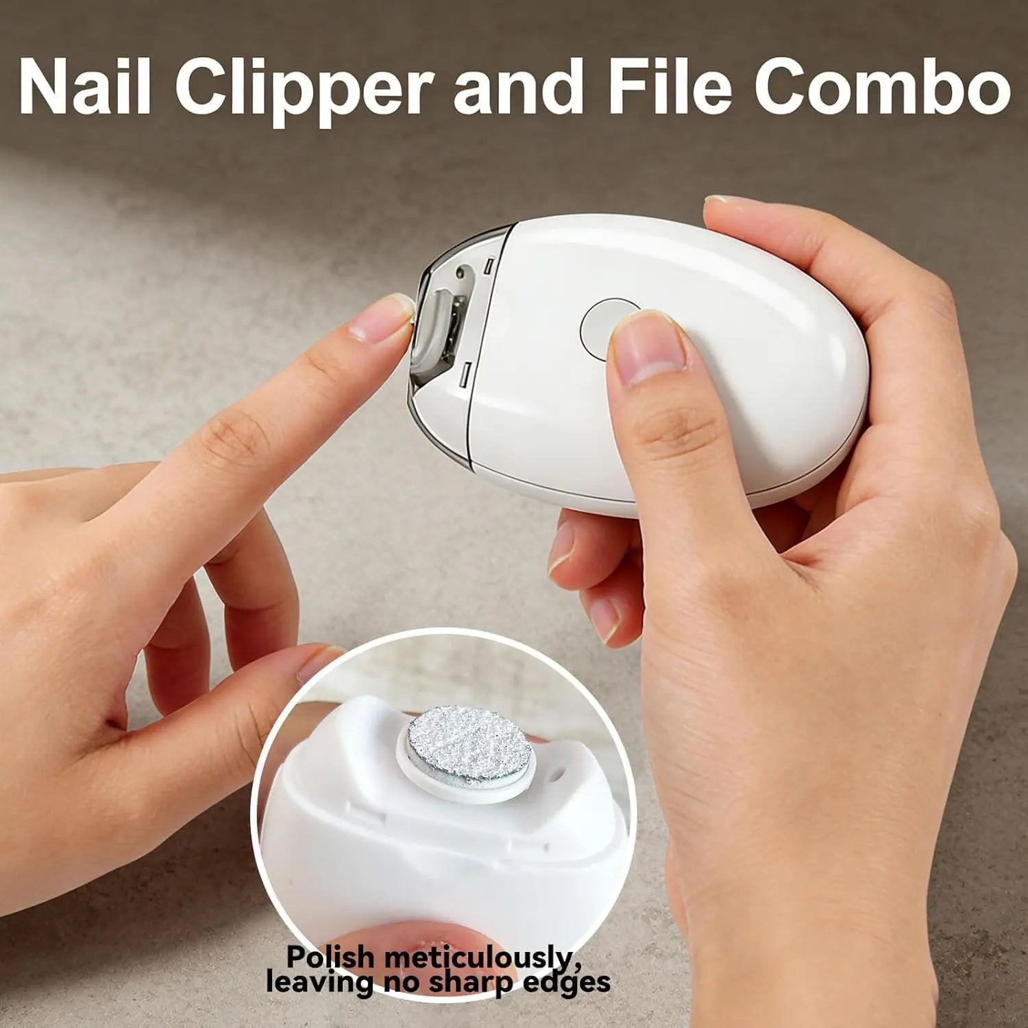 Electric Nail Trimmer with LED Light – 3-Speed Quiet File