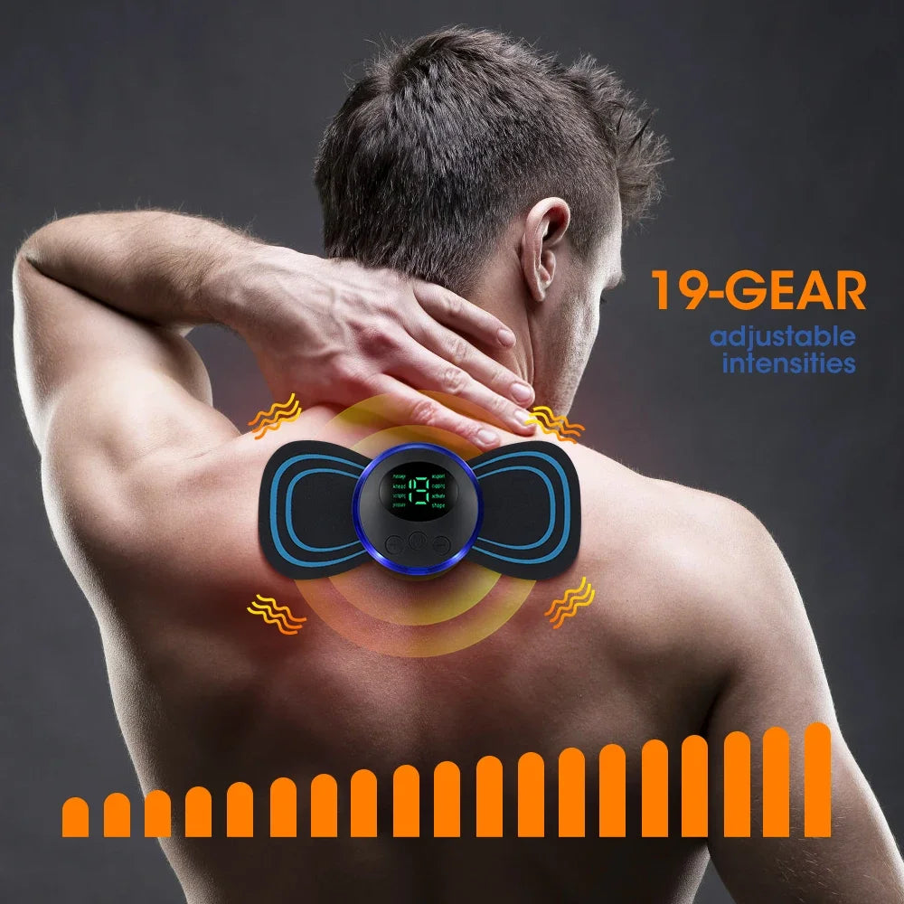 Smart Electric Neck Massager Patch – 8 Modes, 19 Levels