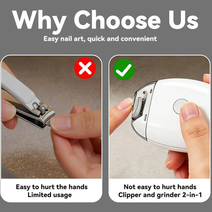 Electric Nail Trimmer with LED Light – 3-Speed Quiet File