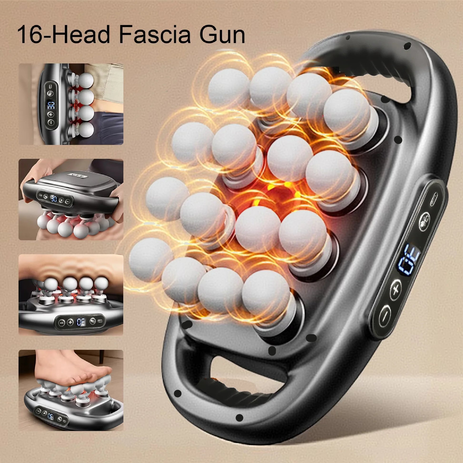 Deep Tissue Massage Gun Set With 16 Interchangeable Heads