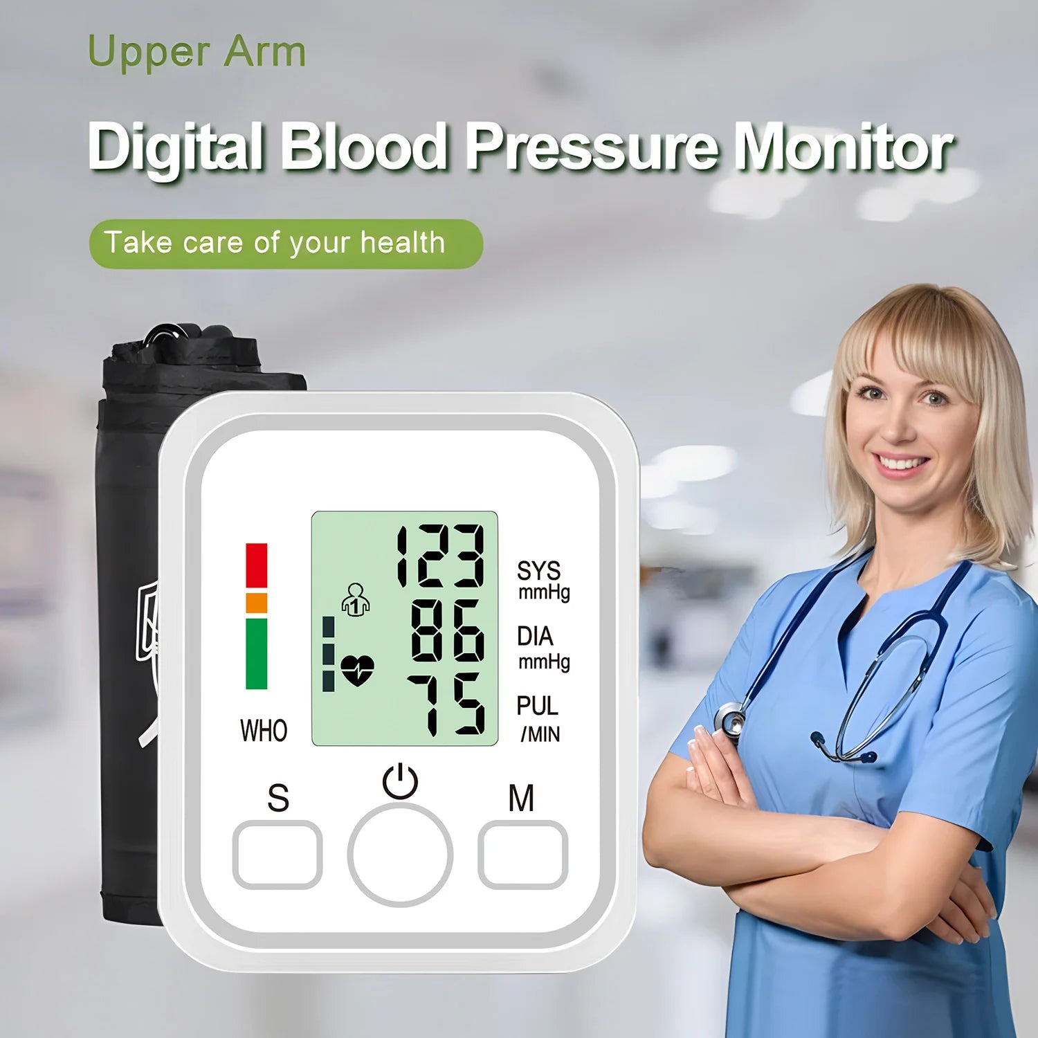 Digital Upper Arm Blood Pressure Monitor With Cuff