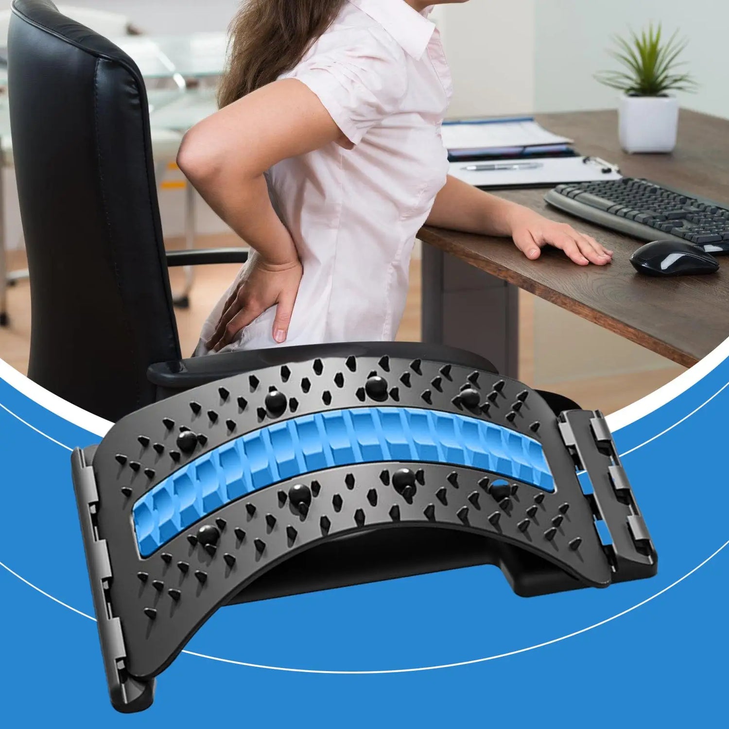 Adjustable Lumbar Back Stretcher – Magnetic Massage Support