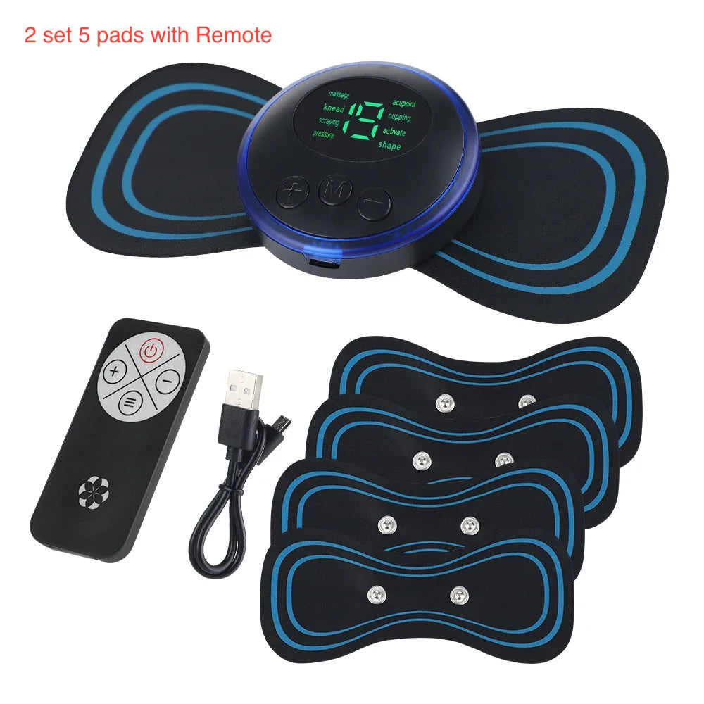 2 set Color Smart Electric Neck Massager Patch – 8 Modes, 19 Levels
