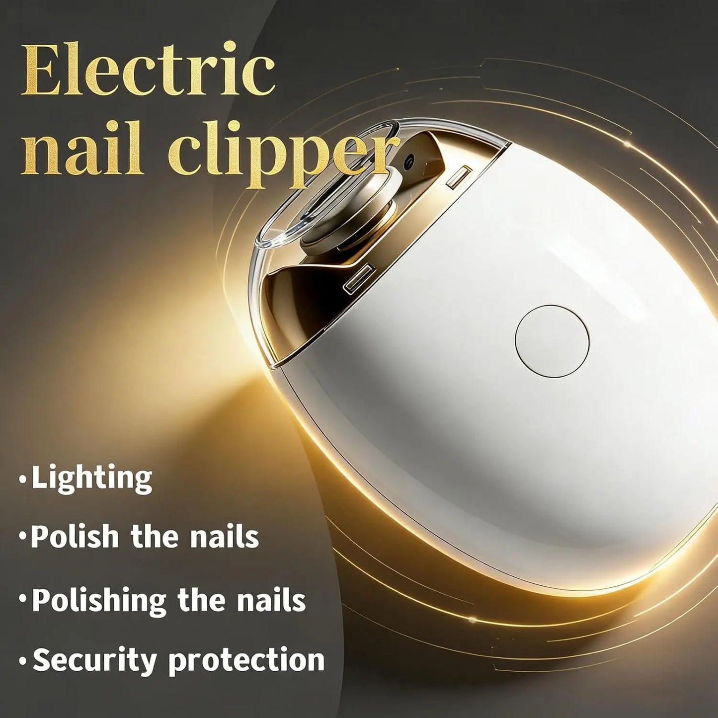 Electric Nail Trimmer with LED Light – 3-Speed Quiet File